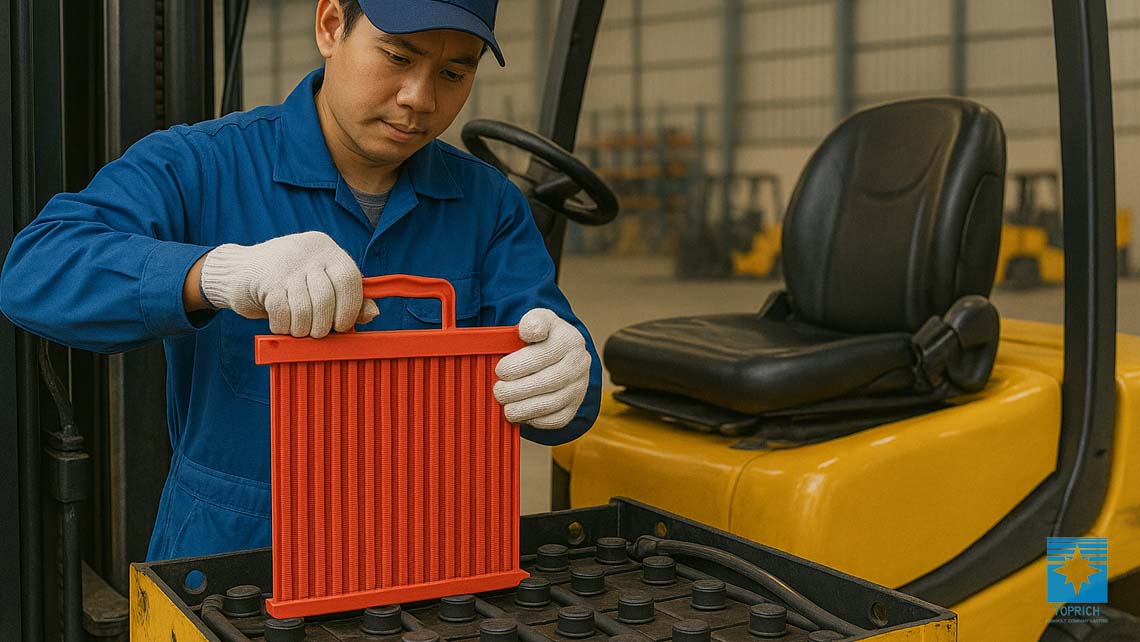 งานประกอบแบตเตอรี่ทั้งชุดโดยใช้แผ่นหลอด (Tubular Rlate)